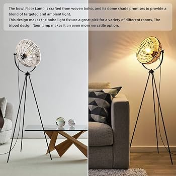 IDÉE　TRIPOD FLOOR LAMP　IDÉE Modern Tripod Floor Lamp with Leaning Pole Design